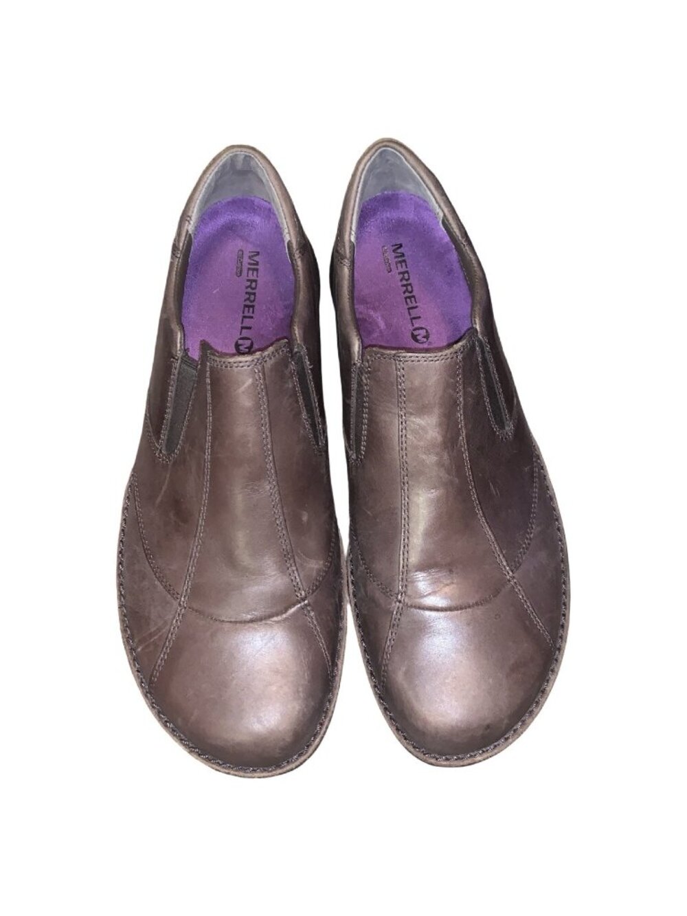 Merrell Captiva Womens Sz 10 Shoes Brown Leather Slip On Comfort Loafers Outdoor